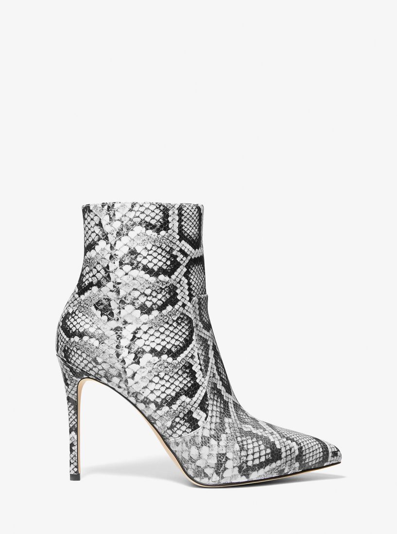 Bottines Michael Kors Rue Snake Embossed Leather Ankle Boot Femme Noir | 8426FHAIJ
