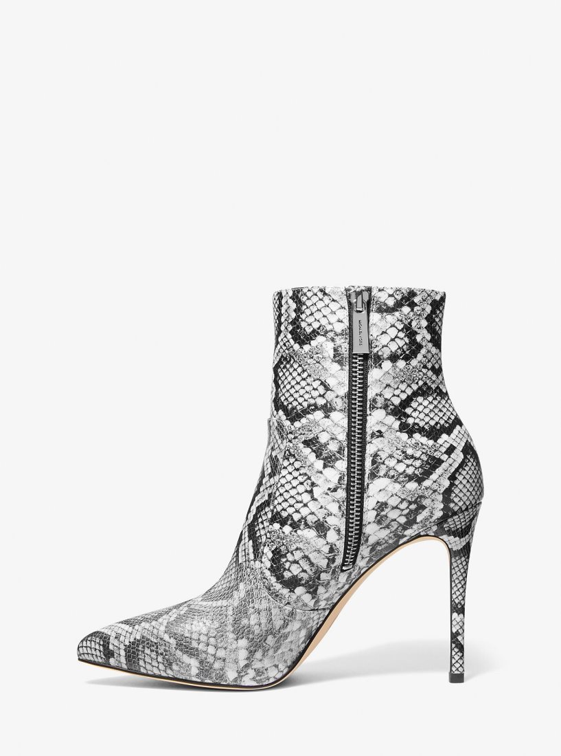Bottines Michael Kors Rue Snake Embossed Leather Ankle Boot Femme Noir | 8426FHAIJ