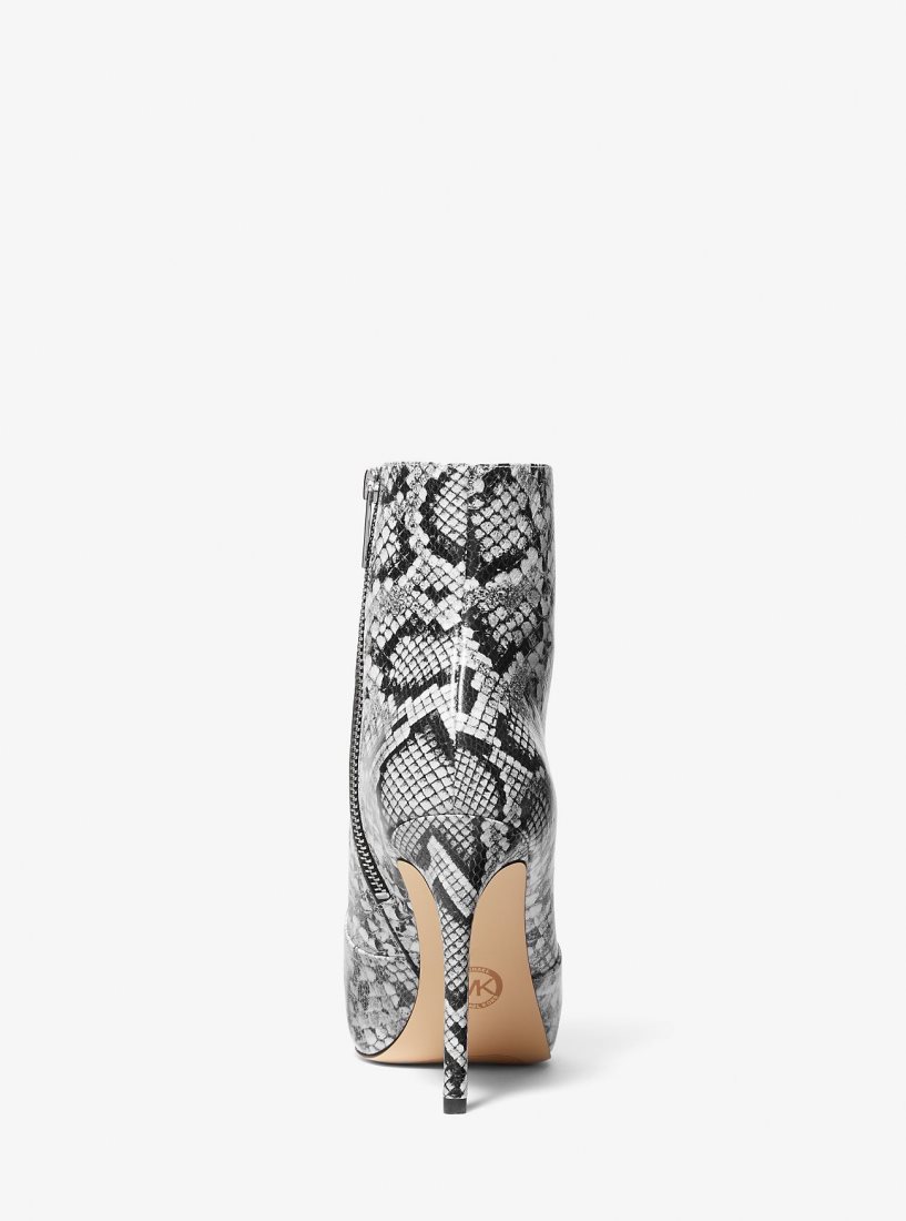 Bottines Michael Kors Rue Snake Embossed Leather Ankle Boot Femme Noir | 8426FHAIJ