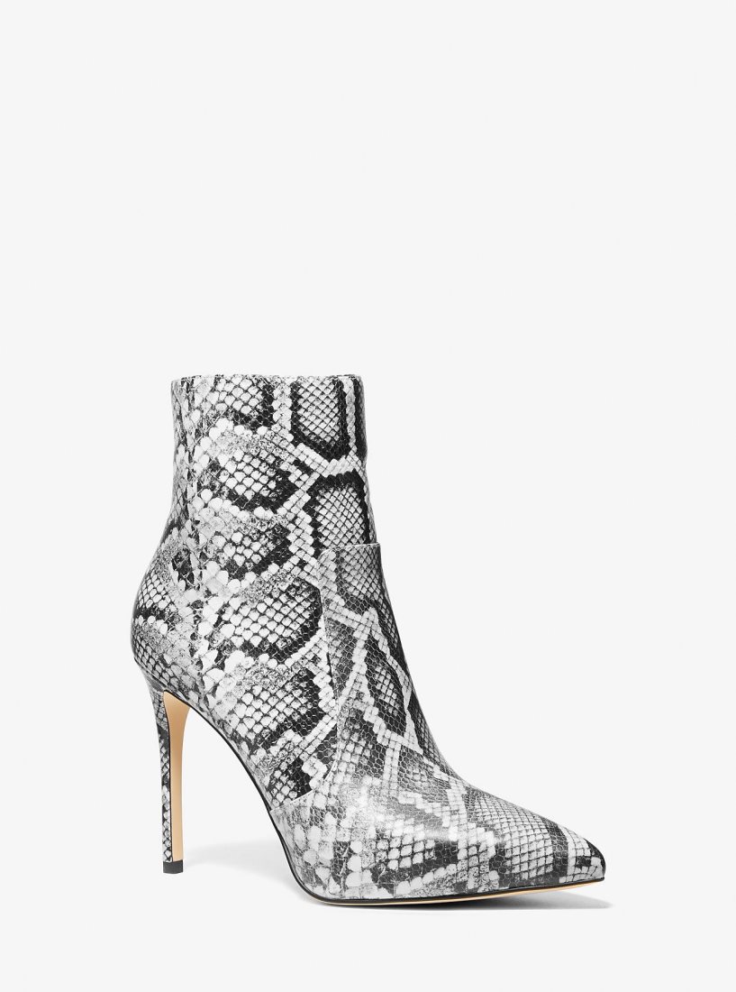 Bottines Michael Kors Rue Snake Embossed Leather Ankle Boot Femme Noir | 8426FHAIJ