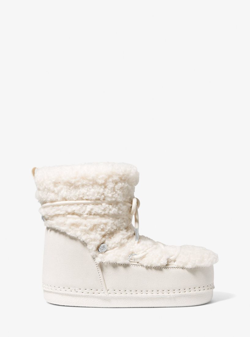 Bottines Michael Kors Zelda Sherpa and Suede Boot Femme Beige Blanche | 3450JXNFT