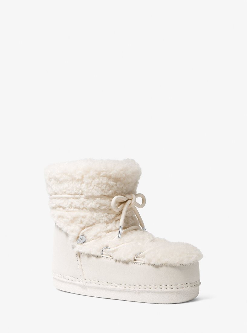 Bottines Michael Kors Zelda Sherpa and Suede Boot Femme Beige Blanche | 3450JXNFT