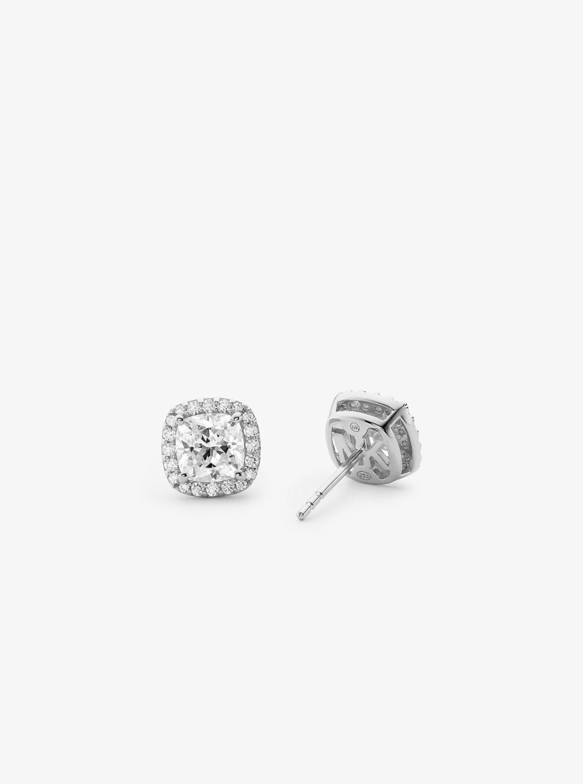 Boucles d'Oreilles Michael Kors Precious Metal-Plated Sterling Silver Pave Stud Earrings Femme Argent | 2341TAJYZ
