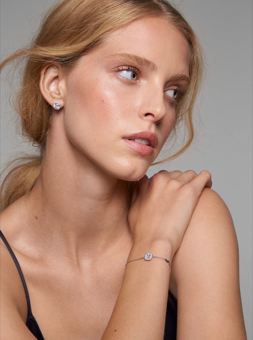 Boucles d'Oreilles Michael Kors Precious Metal-Plated Sterling Silver Pave Stud Earrings Femme Argent | 2341TAJYZ