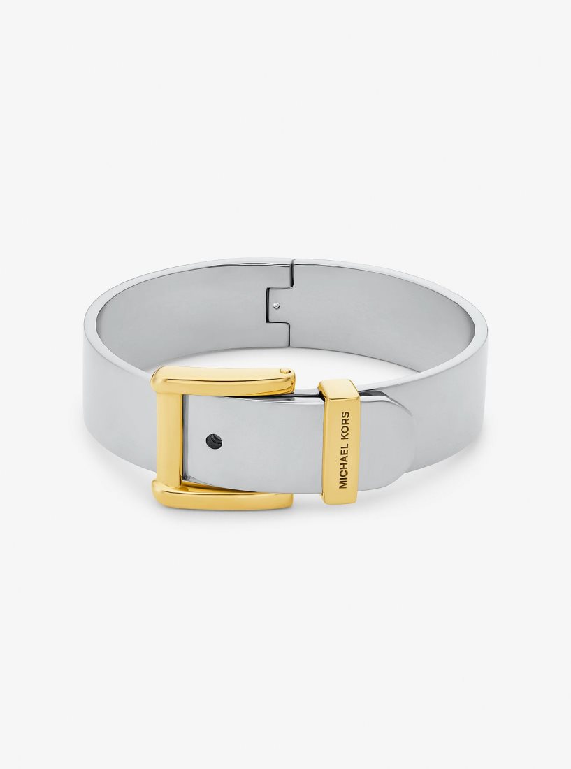 Bracelets Michael Kors Colby Large Precious Metal-Plated Brass Bangle Femme Two Tone | 5186DBJLX