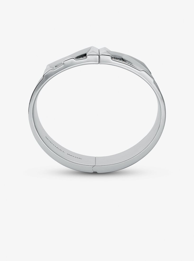 Bracelets Michael Kors Mott Precious Metal-Plated Brass Pave Bangle Femme Argent | 2574EKRUC