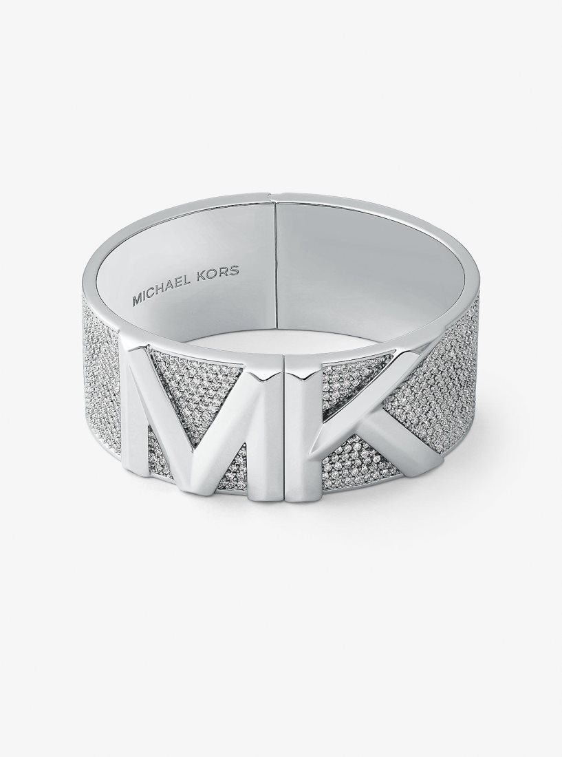 Bracelets Michael Kors Mott Precious Metal-Plated Brass Pave Bangle Femme Argent | 2574EKRUC