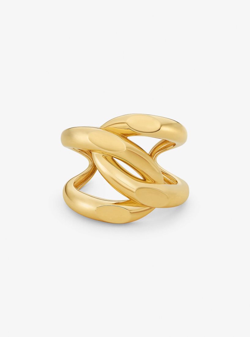 Bracelets Michael Kors Oversized Precious Metal-Plated Brass Curb-Link Cuff Femme Doré | 0641ADXBG