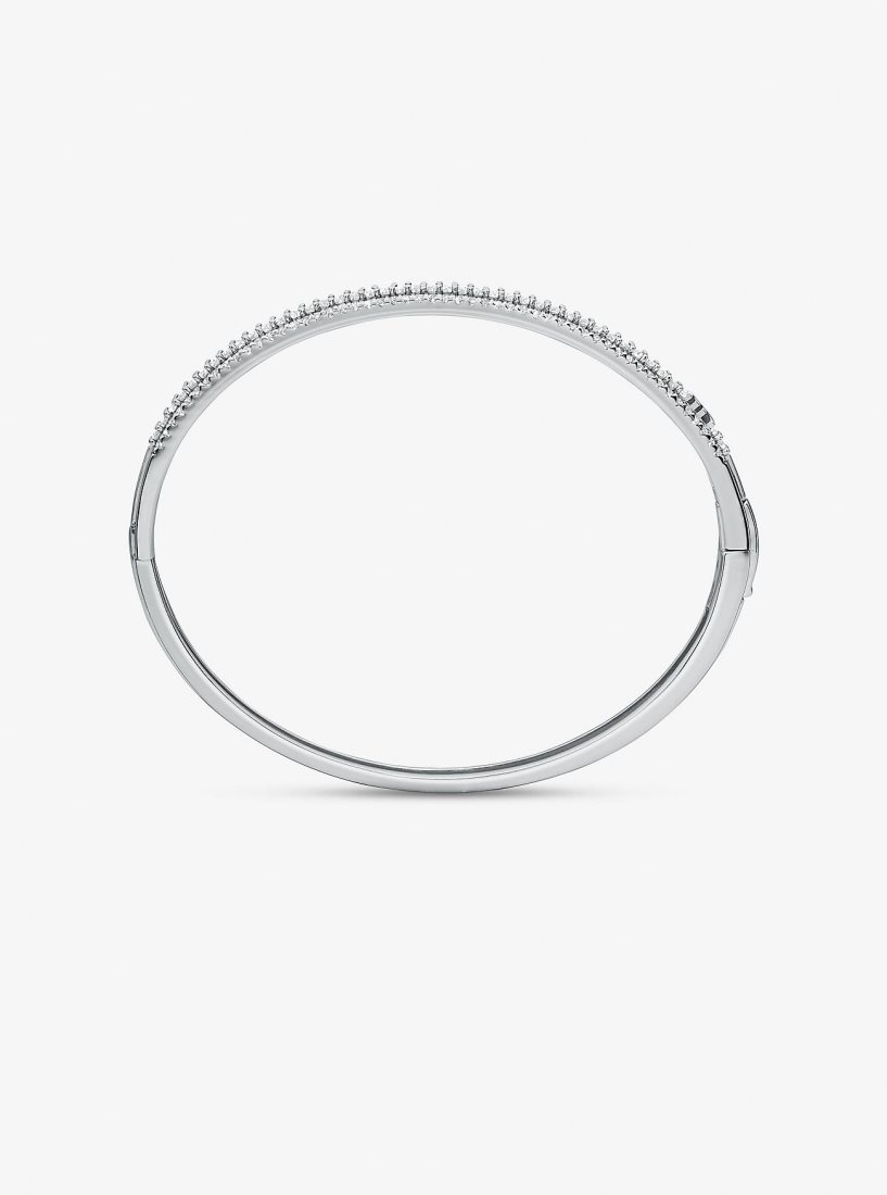 Bracelets Michael Kors Precious Metal-Plated Sterling Silver Pave Bangle Femme Argent | 6172STHYW