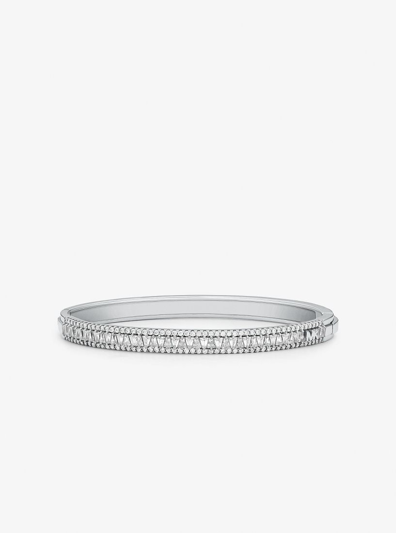 Bracelets Michael Kors Precious Metal-Plated Sterling Silver Pave Bangle Femme Argent | 6172STHYW