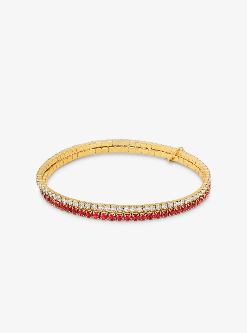 Bracelets Michael Kors Precious Metal-Plated Brass Two-Tone Double Wrap Tennis Bracelet Femme Corail | 6250SEIXV