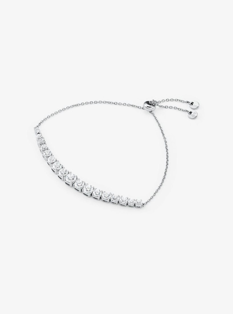 Bracelets Michael Kors Precious Metal-Plated Sterling Silver Cubic Zirconia Slider Bracelet Femme Argent | 8721RKYFP