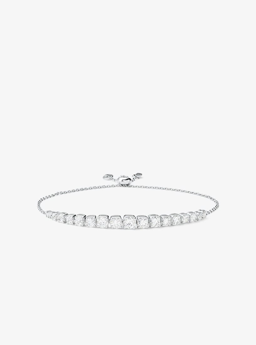 Bracelets Michael Kors Precious Metal-Plated Sterling Silver Cubic Zirconia Slider Bracelet Femme Argent | 8721RKYFP