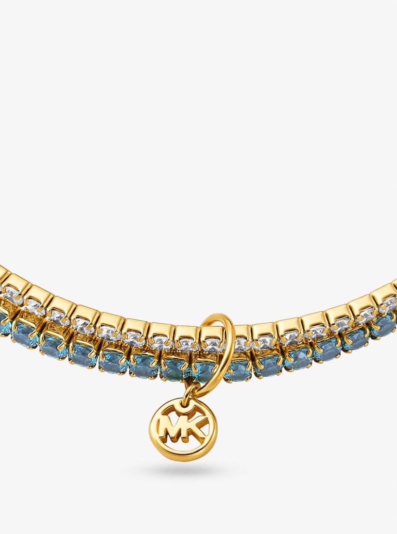 Bracelets Michael Kors Precious Metal-Plated Brass Double Wrap Tennis Bracelet Femme Turquoise | 2384BWQZF