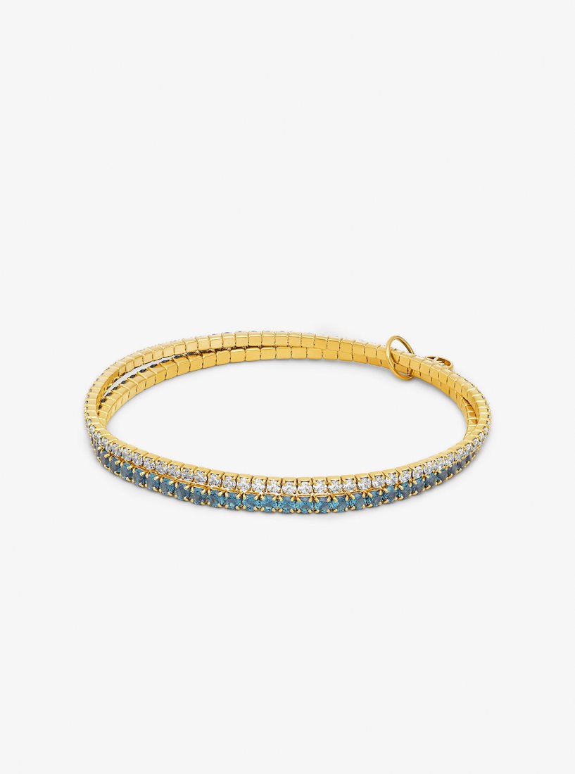 Bracelets Michael Kors Precious Metal-Plated Brass Double Wrap Tennis Bracelet Femme Turquoise | 2384BWQZF