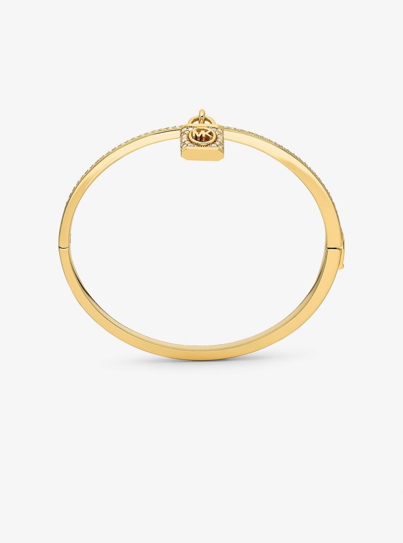 Bracelets Michael Kors Precious Metal-Plated Brass Pave Lock Bangle Femme Doré | 2543EHMOP