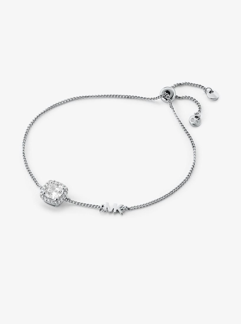 Bracelets Michael Kors Precious Metal-Plated Sterling Silver Pave Slider Bracelet Femme Argent | 2756KOCPM
