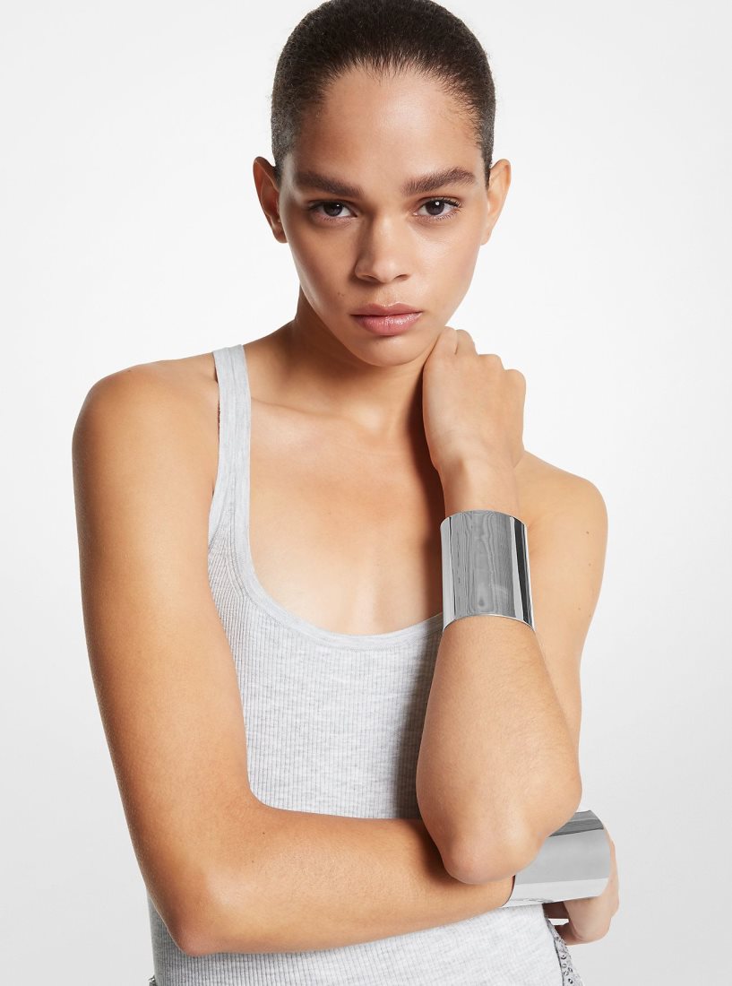 Bracelets Michael Kors Precious Metal-Plated Brass Cuff Femme Argent | 3126UPLEC