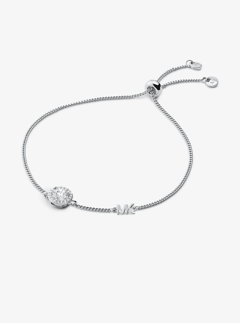 Bracelets Michael Kors Precious Metal-Plated Sterling Silver Pave Halo Slider Bracelet Femme Argent | 3498YHFIK