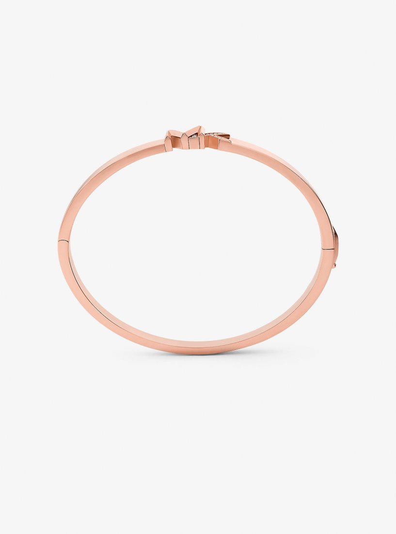 Bracelets Michael Kors Precious Metal-Plated Brass Pave Logo Bangle Femme Rose Doré | 4081NYIFO