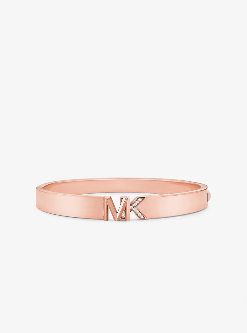 Bracelets Michael Kors Precious Metal-Plated Brass Pave Logo Bangle Femme Rose Doré | 4081NYIFO