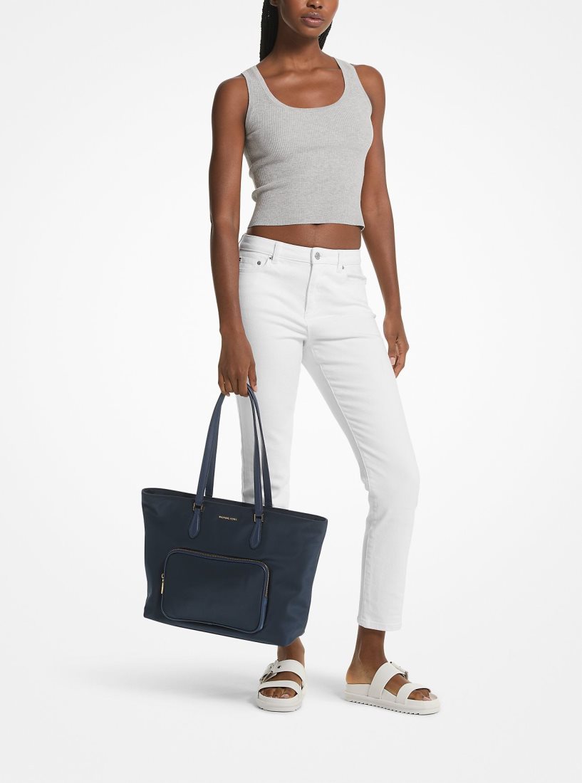 Cabas Michael Kors Cara Large Nylon Tote Bag Femme Bleu Marine | 2864IGKDT