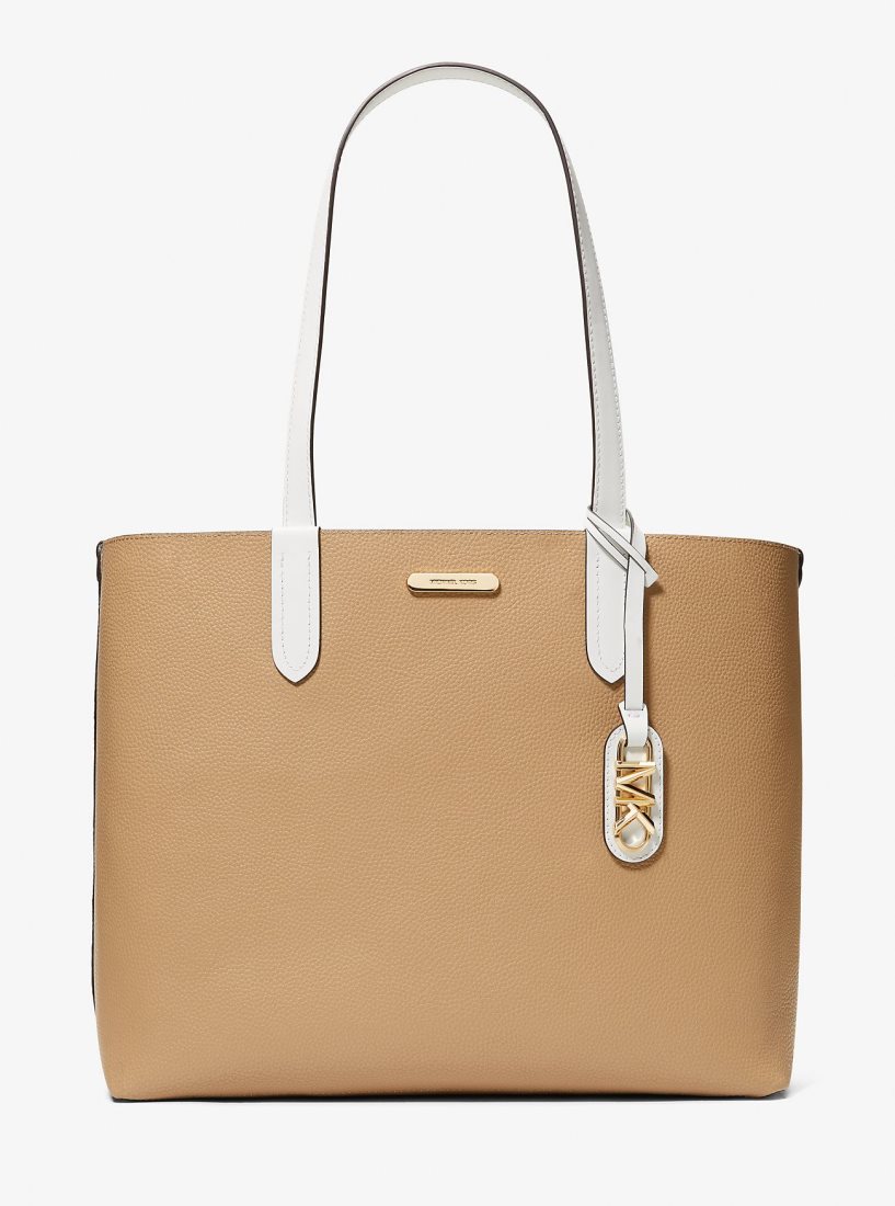 Cabas Michael Kors Eliza Extra-Large Pebbled Leather Reversible Tote Bag Femme Blanche | 5790EMBWF