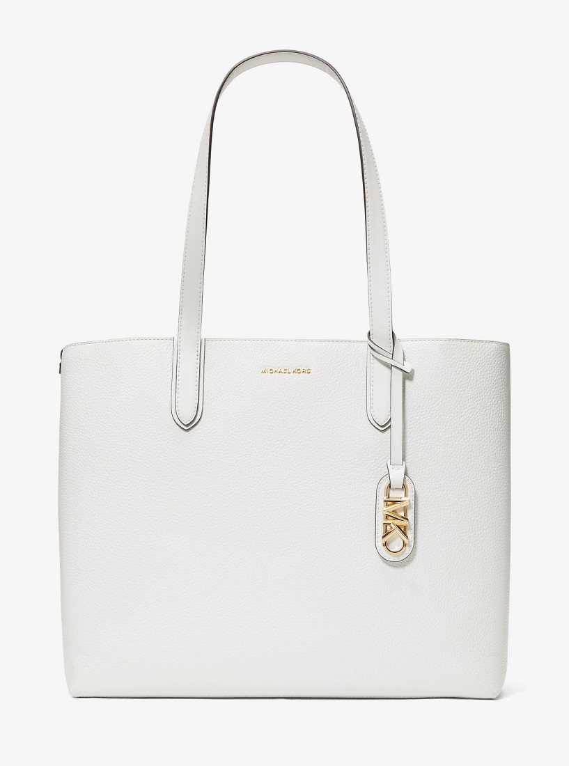 Cabas Michael Kors Eliza Extra-Large Pebbled Leather Reversible Tote Bag Femme Blanche | 5790EMBWF