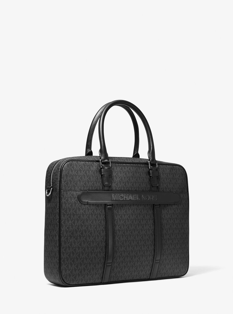 Cabas Michael Kors Hudson Logo Briefcase Homme Noir | 0654LNWZM