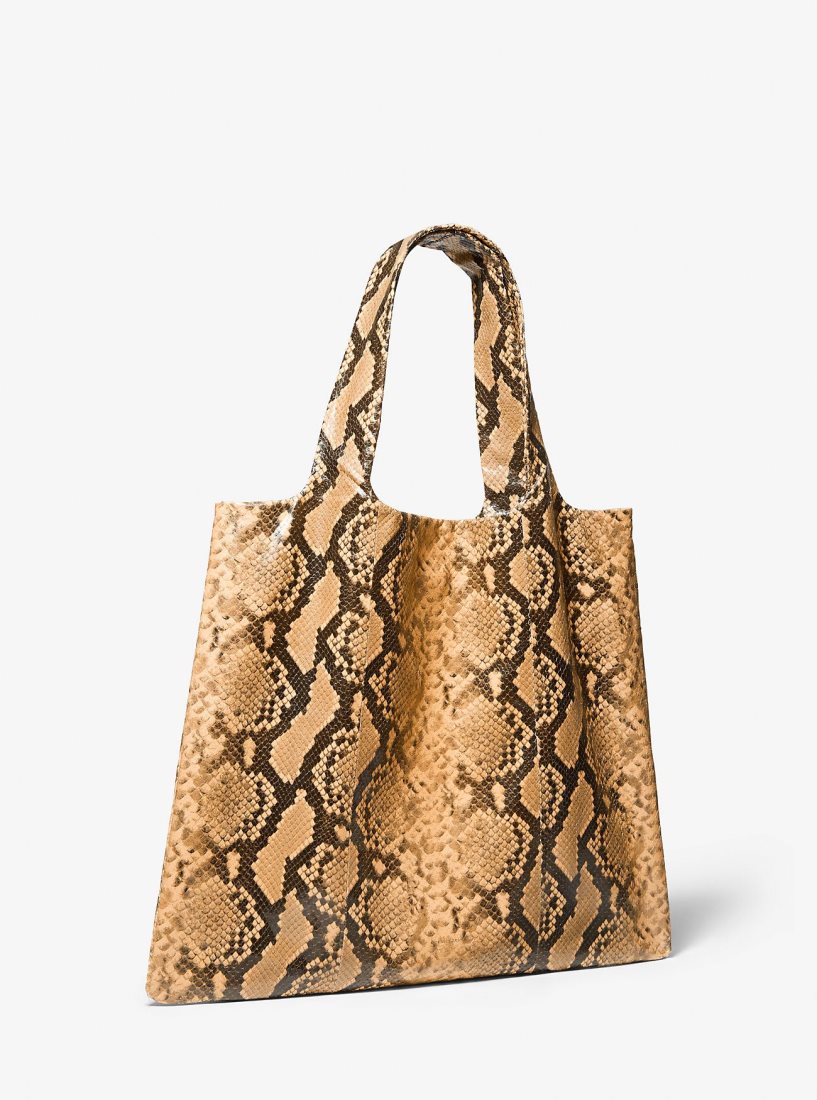 Cabas Michael Kors Monogramme Python Embossed Leather Tote Bag Femme Marron | 8041IKFPG