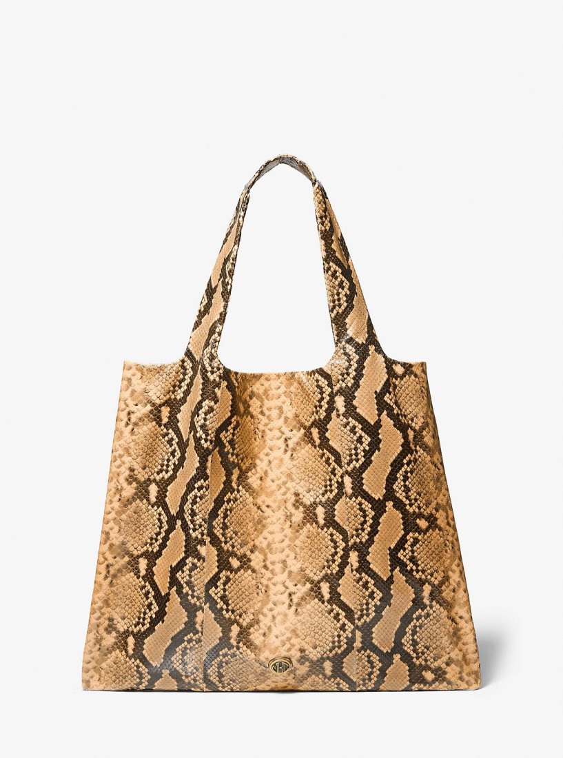 Cabas Michael Kors Monogramme Python Embossed Leather Tote Bag Femme Marron | 8041IKFPG