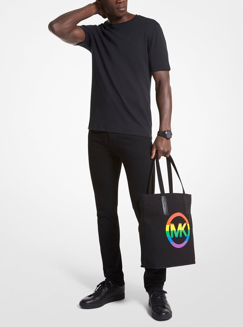 Cabas Michael Kors PRIDE Rainbow Logo Cotton Tote Bag Femme Noir | 3286MWZSG