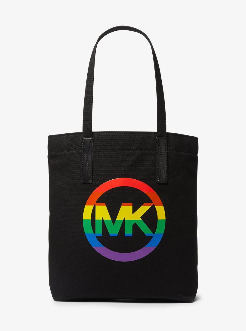 Cabas Michael Kors PRIDE Rainbow Logo Cotton Tote Bag Femme Noir | 3286MWZSG