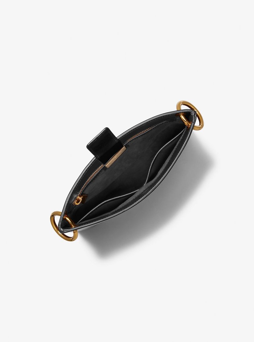 Cabas Michael Kors Tate Small Leather Messenger Bag Femme Noir | 0258WTINF