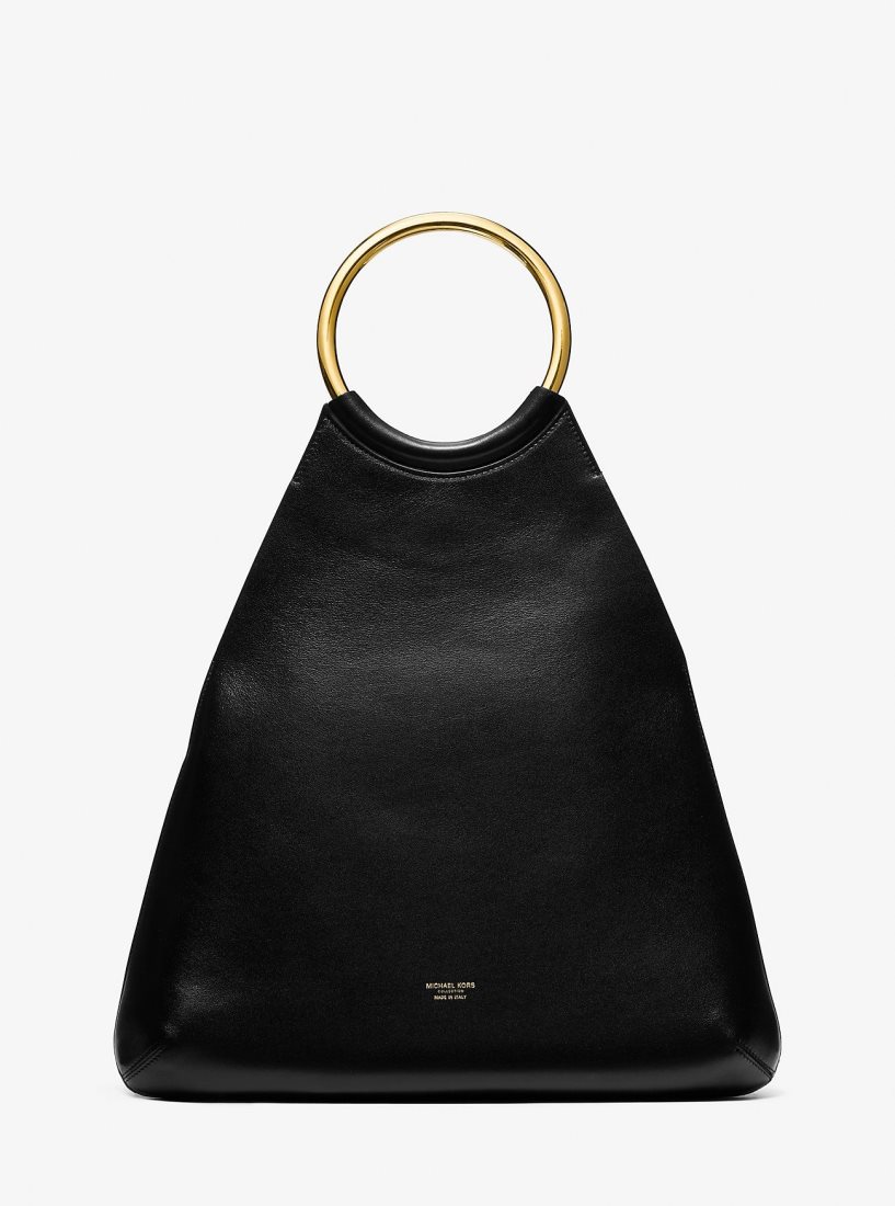 Cabas Michael Kors Ursula Large Leather Ring Tote Bag Femme Noir | 2706KJYCN