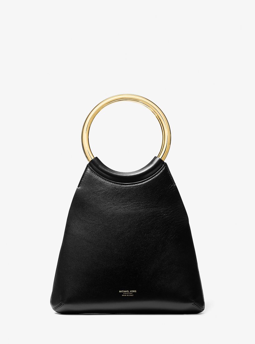 Cabas Michael Kors Ursula Small Leather Ring Tote Bag Femme Noir | 6043RSODF