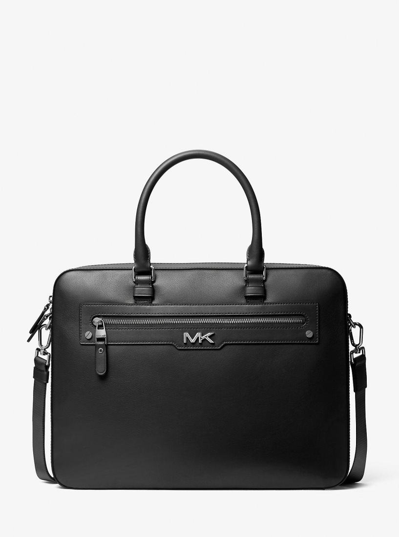 Cabas Michael Kors Varick Large Leather Briefcase Homme Noir | 0526YIFAB