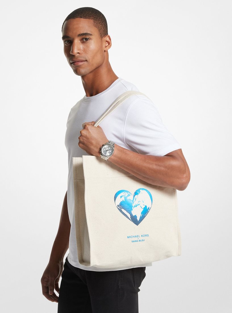 Cabas Michael Kors Watch Hunger Stop Recycled Cotton Canvas Tote Bag Femme Beige | 9367NSMGY