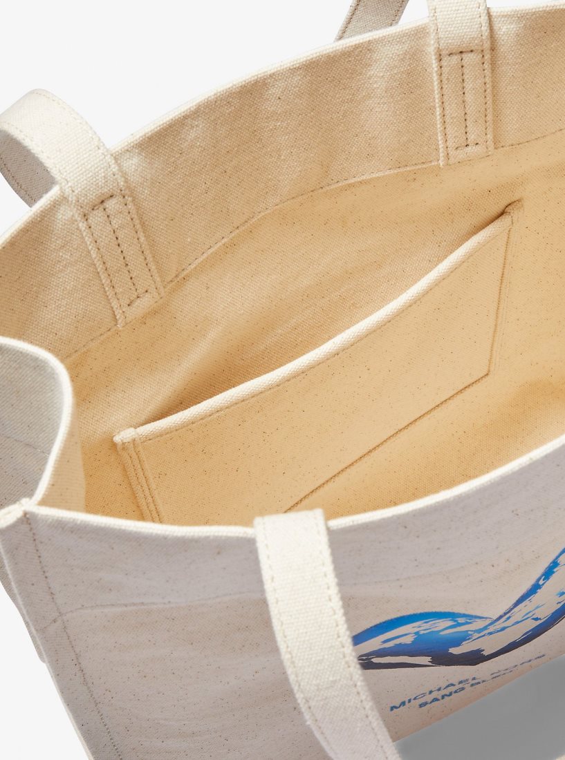 Cabas Michael Kors Watch Hunger Stop Recycled Cotton Canvas Tote Bag Femme Beige | 9367NSMGY