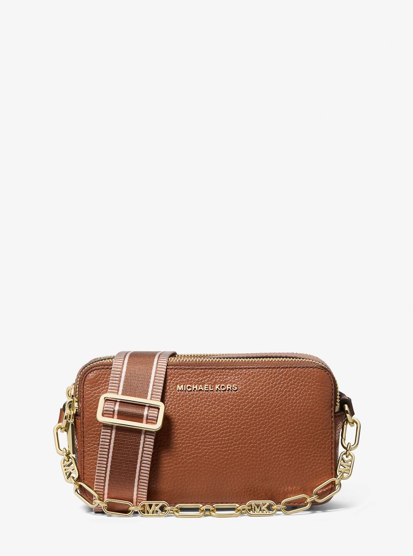 Camera Bag Michael Kors Jet Set Small Pebbled Leather Double Zip Camera Bag Femme Luggage | 7320ZQYPH