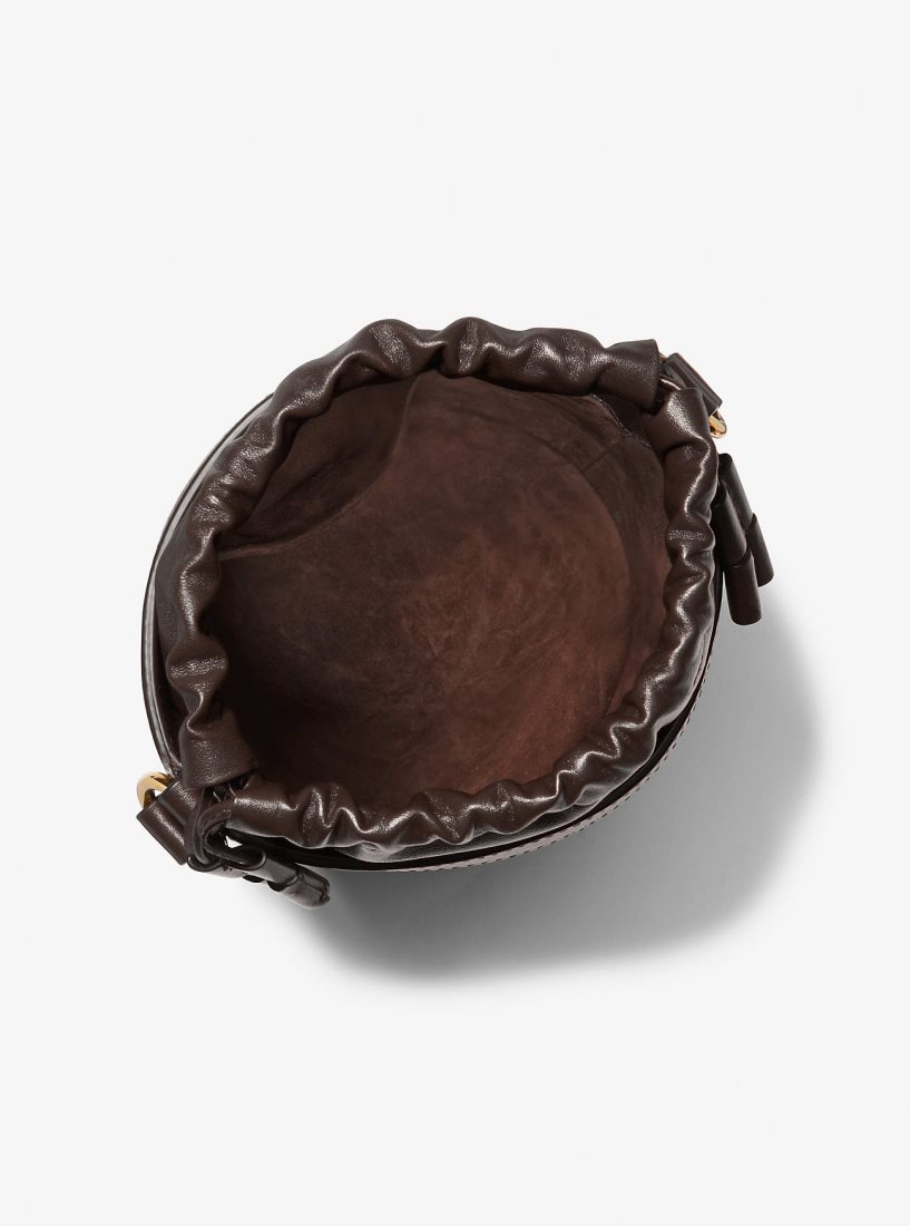 Cartable Michael Kors Audrey Medium Leather Bucket Bag Femme Chocolat | 3864HQLXM