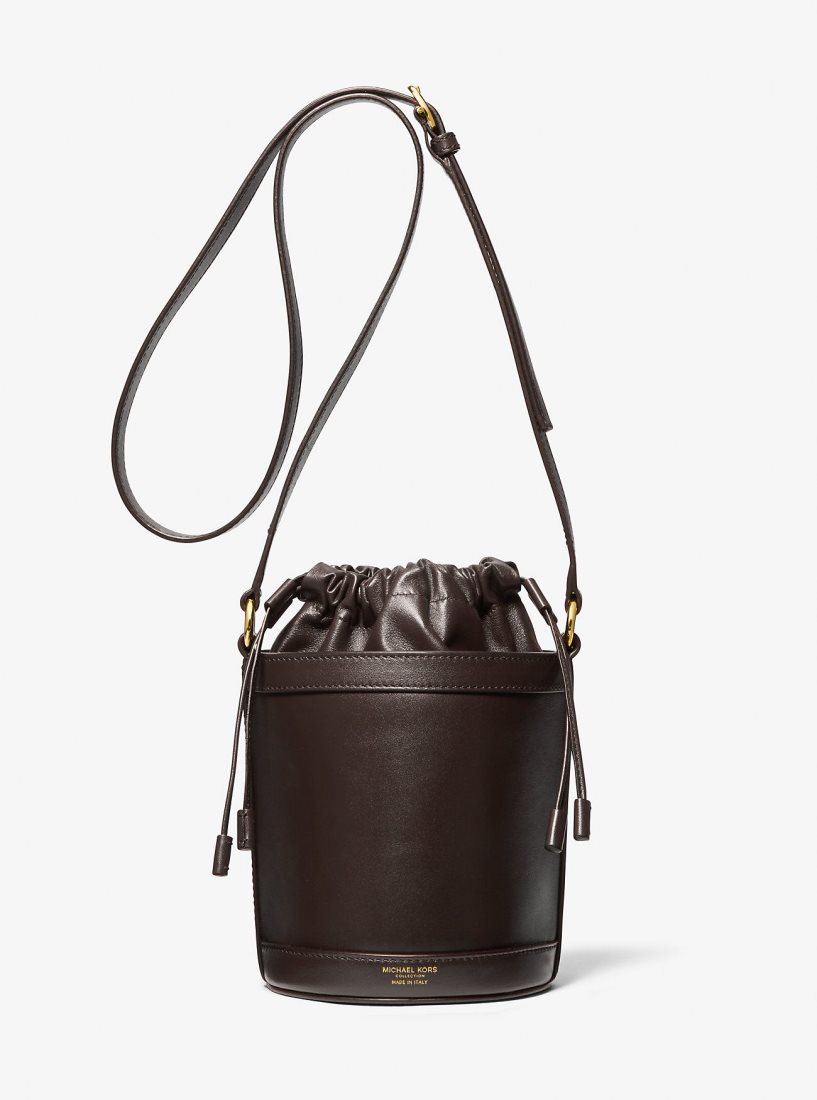 Cartable Michael Kors Audrey Medium Leather Bucket Bag Femme Chocolat | 3864HQLXM