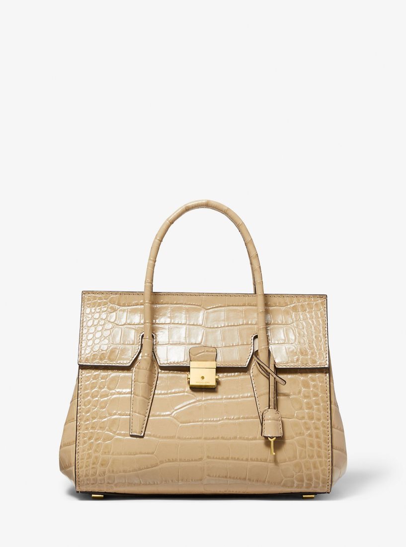 Cartable Michael Kors Campbell Medium Crocodile Embossed Leather Satchel Femme Dune | 6890SFKEJ