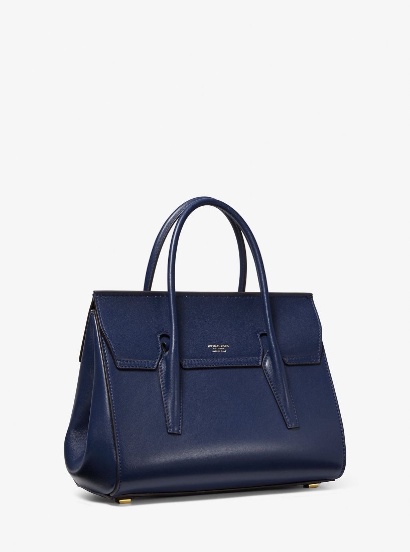 Cartable Michael Kors Campbell Medium Leather Satchel Femme Bleu Marine | 7413NICBK