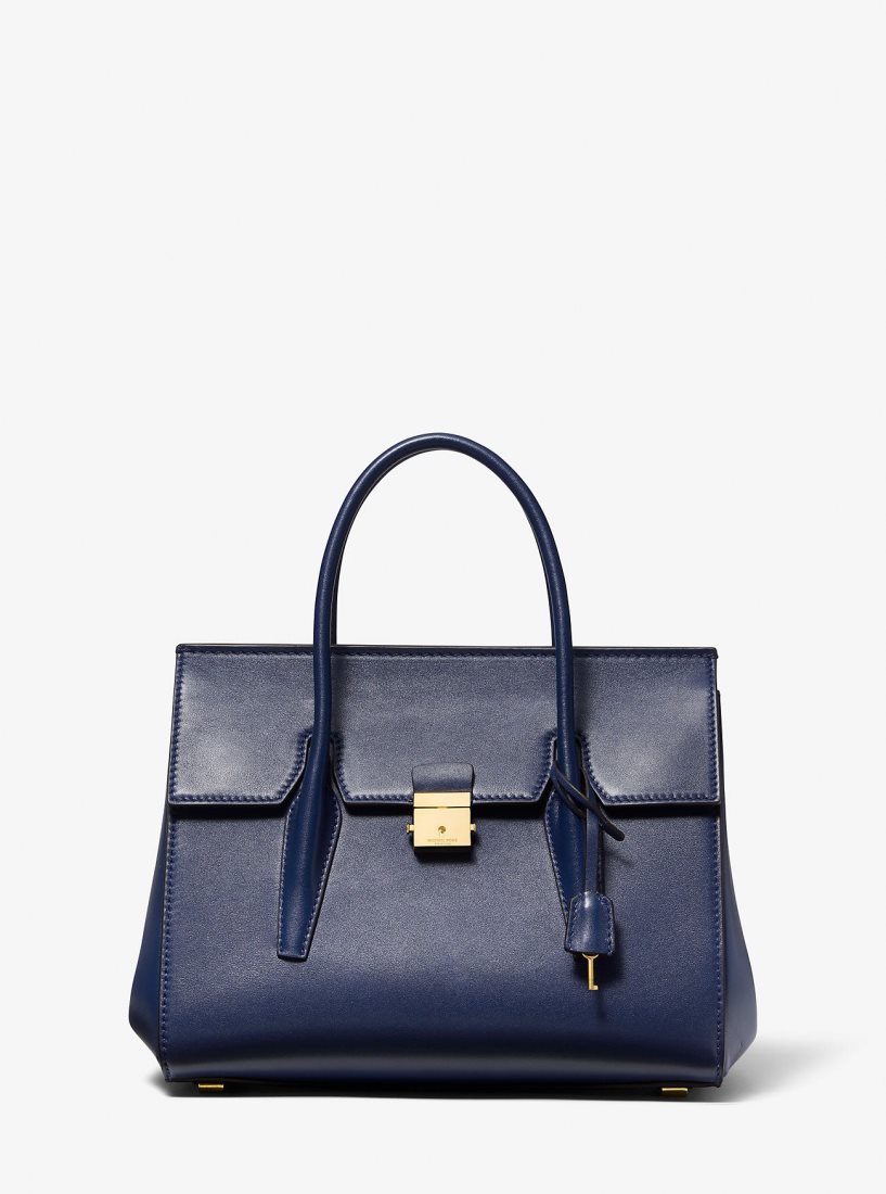 Cartable Michael Kors Campbell Medium Leather Satchel Femme Bleu Marine | 7413NICBK