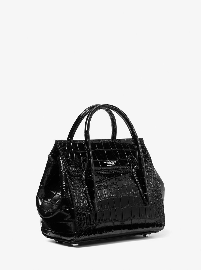 Cartable Michael Kors Campbell Mini Crocodile Embossed Leather Satchel Femme Noir | 8054CLPGI
