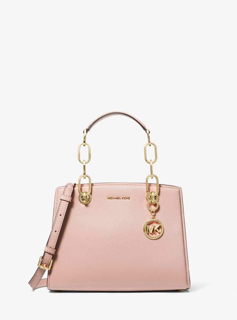 Cartable Michael Kors Cynthia Small Leather Satchel Femme Rose | 6082JIGMS