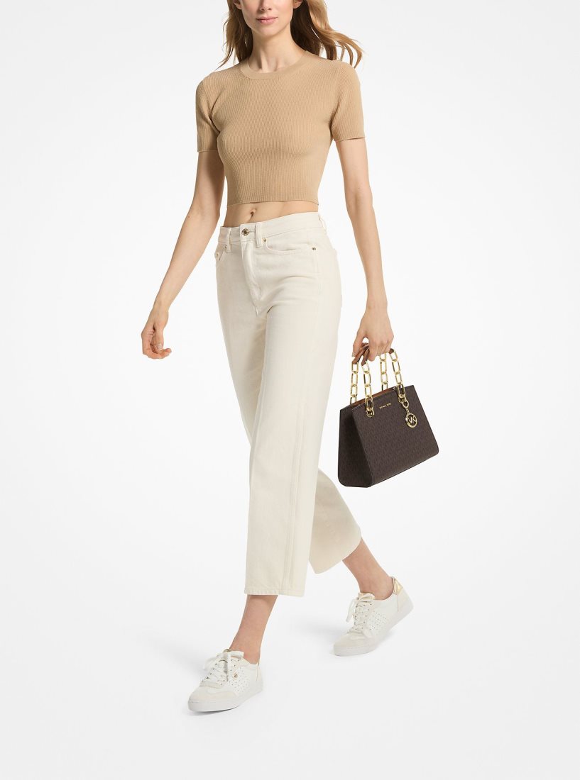 Cartable Michael Kors Cynthia Small Signature Logo Satchel Femme Brn/Acorn | 3504BTAVY