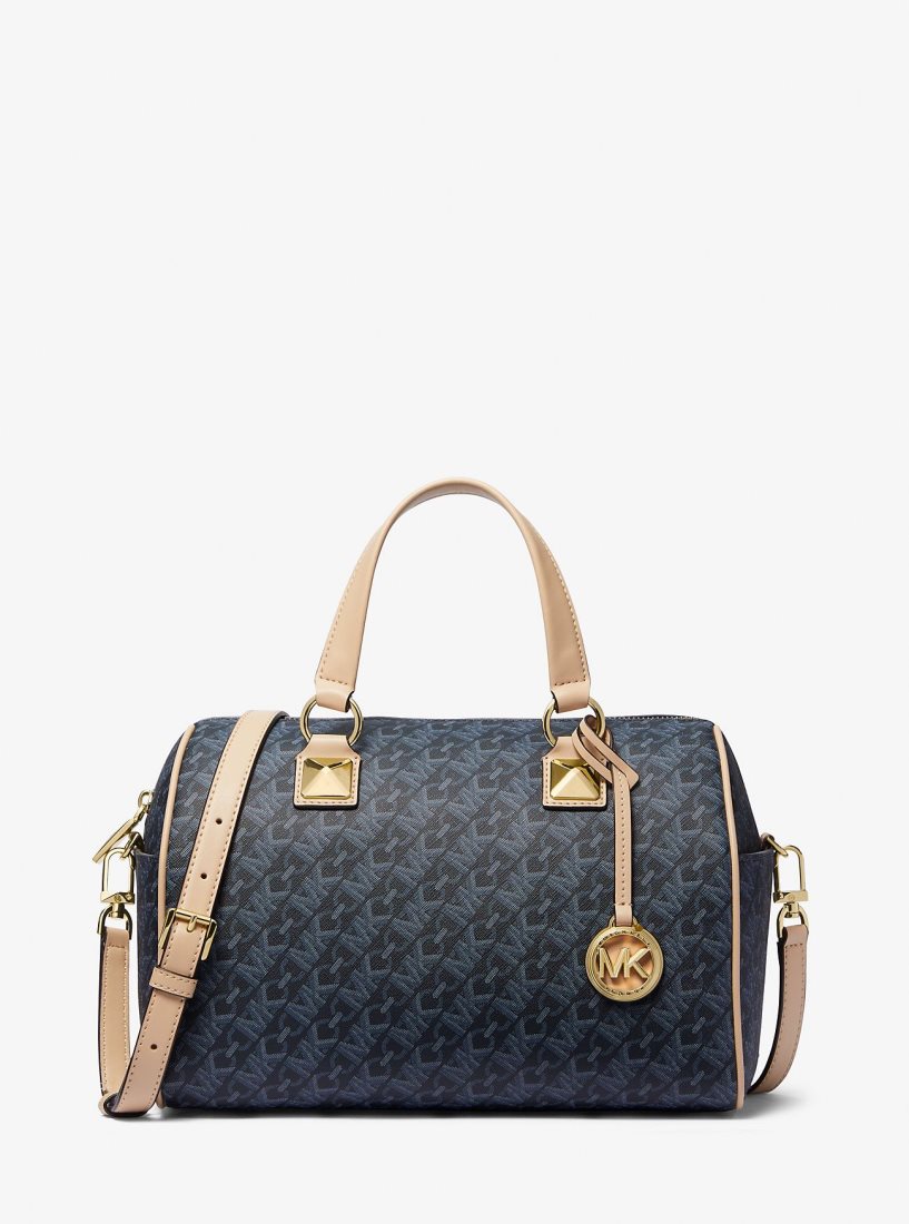 Cartable Michael Kors Grayson Medium Empire Signature Logo Satchel Femme Admrl/Plblue | 5469ZPFWI