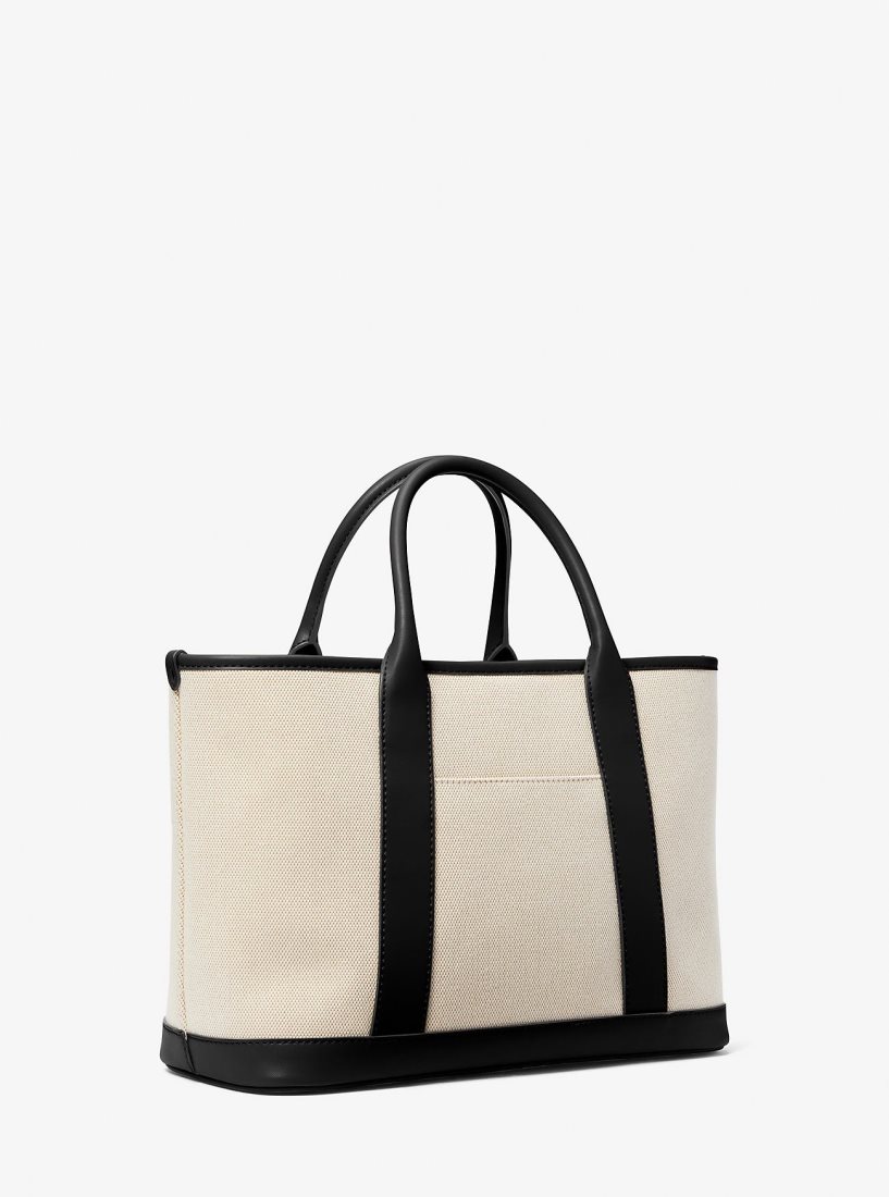 Cartable Michael Kors Luisa Medium Cotton Canvas Satchel Femme Beige Noir | 7302VINQF